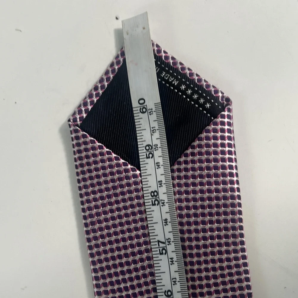 Ermenegildo Zegna Silk Tie Mens Purple Pink Geometric Jacquard Made In Italy